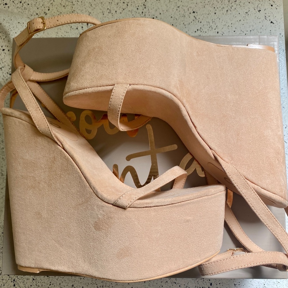 Faux Suede Platform Wedge Heel